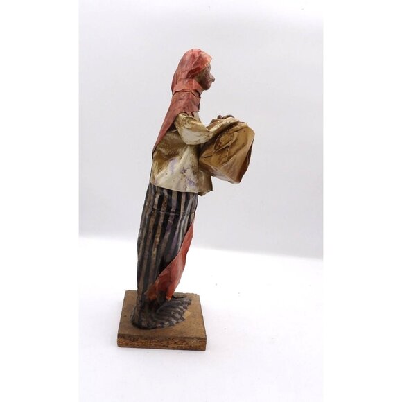 Viejita Papel Mache Old Woman w Bag of Beans Papier Mache 12x3½x3½ Mexico - Picture 6 of 6